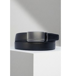 Ceinture automatique boucle crémaillère sans trous en croute de cuir de vachette 3.5 cm - 4