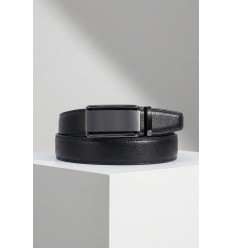 Ceinture automatique boucle crémaillère sans trous en croute de cuir de vachette 3.5 cm - 4