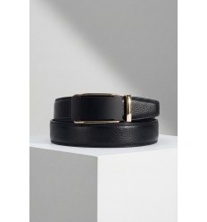 Ceinture automatique boucle crémaillère sans trous en croute de cuir de vachette 3.5 cm - 4