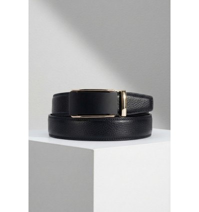 Ceinture automatique boucle crémaillère sans trous en croute de cuir de vachette 3.5 cm - 4