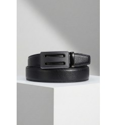 Ceinture automatique boucle crémaillère sans trous en croute de cuir de vachette 3.5 cm - 4