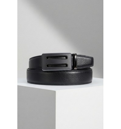 Ceinture automatique boucle crémaillère sans trous en croute de cuir de vachette 3.5 cm - 4