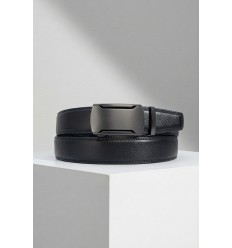 Ceinture automatique boucle crémaillère sans trous en croute de cuir de vachette 3.5 cm - 4