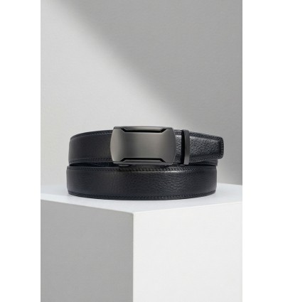 Ceinture automatique boucle crémaillère sans trous en croute de cuir de vachette 3.5 cm - 4