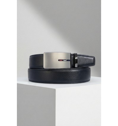 Ceinture automatique boucle crémaillère sans trous en croute de cuir de vachette 3.5 cm - 4