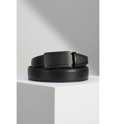 Ceinture automatique boucle crémaillère sans trous en croute de cuir de vachette 3.5 cm - 4