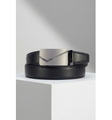 Ceinture automatique boucle crémaillère sans trous en croute de cuir de vachette 3.5 cm - 4