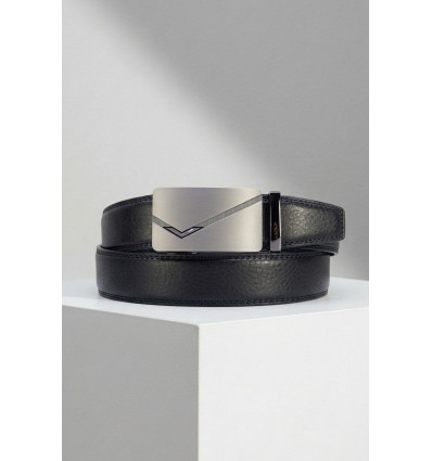 Ceinture automatique boucle crémaillère sans trous en croute de cuir de vachette 3.5 cm - 4