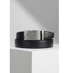 Ceinture automatique boucle crémaillère sans trous en croute de cuir de vachette 3.5 cm - 4