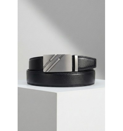 Ceinture automatique boucle crémaillère sans trous en croute de cuir de vachette 3.5 cm - 4