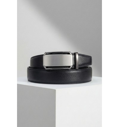 Ceinture automatique boucle crémaillère sans trous en croute de cuir de vachette 3.5 cm - 5