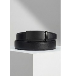 Ceinture automatique boucle crémaillère sans trous en croute de cuir de vachette 3.5 cm - 4