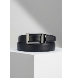 Ceinture automatique boucle crémaillère sans trous en croute de cuir de vachette 3.5 cm - 5