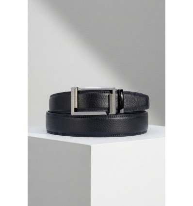 Ceinture automatique boucle crémaillère sans trous en croute de cuir de vachette 3.5 cm - 5