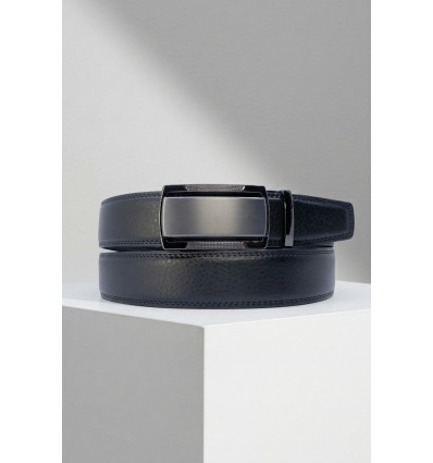 Ceinture automatique boucle crémaillère sans trous en croute de cuir de vachette 3.5 cm - 4