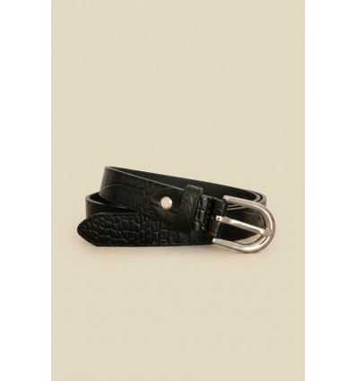 Ceinture femme en cuir impression croco largeur 2,5 cm Fabriqué en Italie - 1