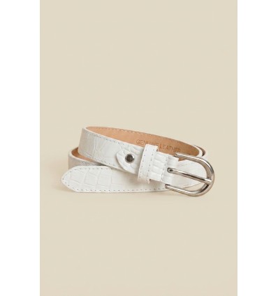 Ceinture femme en cuir impression croco largeur 2,5 cm Fabriqué en Italie (Dupliqué) - 2