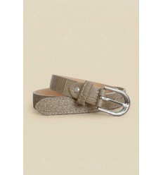Ceinture femme en cuir impression croco largeur 2,5 cm Fabriqué en Italie - 1