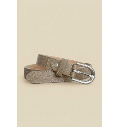 Ceinture femme en cuir impression croco largeur 2,5 cm Fabriqué en Italie - 1