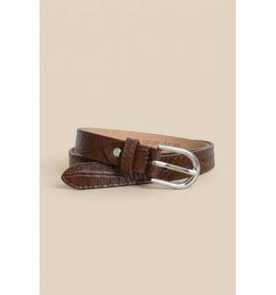 Ceinture femme en cuir impression croco largeur 2,5 cm Fabriqué en Italie - 2
