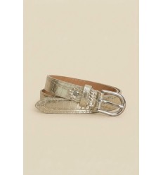 Ceinture femme en cuir impression croco largeur 2,5 cm Fabriqué en Italie - 2