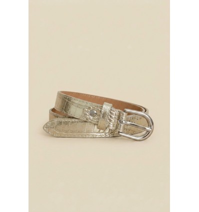 Ceinture femme en cuir impression croco largeur 2,5 cm Fabriqué en Italie - 2