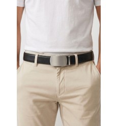 Ceinture automatique boucle crémaillère sans trous en croute de cuir de vachette 3.5 cm - 4