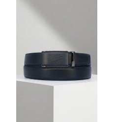 Ceinture automatique boucle crémaillère sans trous en croute de cuir de vachette 3.5 cm - 5