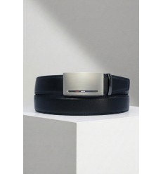 Ceinture automatique boucle crémaillère sans trous en croute de cuir de vachette 3.5 cm - 5