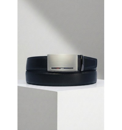 Ceinture automatique boucle crémaillère sans trous en croute de cuir de vachette 3.5 cm - 5