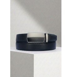 Ceinture automatique boucle crémaillère sans trous en croute de cuir de vachette 3.5 cm - 4