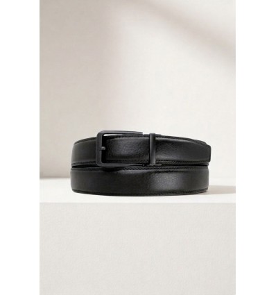 Ceinture automatique boucle crémaillère sans trous en croute de cuir de vachette 3.5 cm - 4