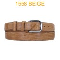 Ceinture en cuir de vachette véritable impression lezard fabrication italienne 1558 beige