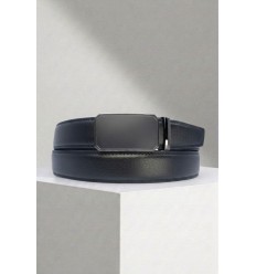 Ceinture automatique boucle crémaillère sans trous en croute de cuir de vachette 3.5 cm - 4