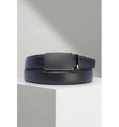 Ceinture automatique boucle crémaillère sans trous en croute de cuir de vachette 3.5 cm - 4