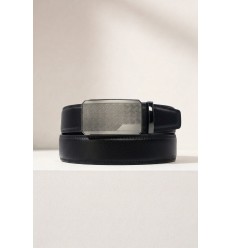 Ceinture automatique boucle crémaillère sans trous en croute de cuir de vachette 3.5 cm - 6