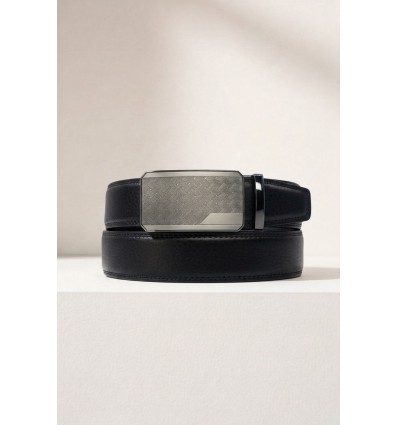 Ceinture automatique boucle crémaillère sans trous en croute de cuir de vachette 3.5 cm - 6