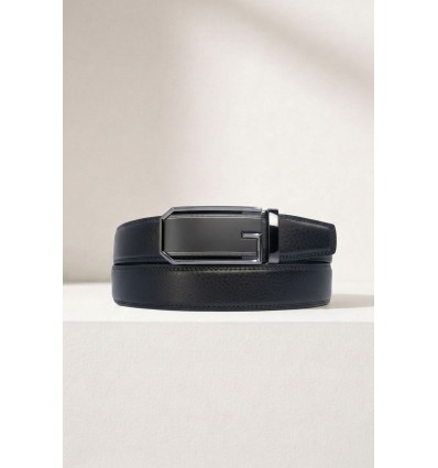 Ceinture automatique boucle crémaillère sans trous en croute de cuir de vachette 3.5 cm - 4
