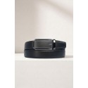 Ceinture automatique boucle crémaillère sans trous en croute de cuir de vachette 3.5 cm