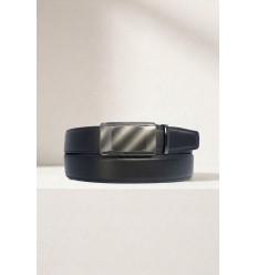 Ceinture automatique boucle crémaillère sans trous en croute de cuir de vachette 3.5 cm - 4
