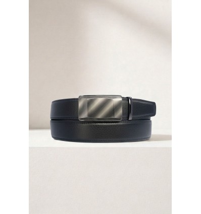 Ceinture automatique boucle crémaillère sans trous en croute de cuir de vachette 3.5 cm - 4