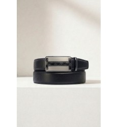 Ceinture automatique boucle crémaillère sans trous en croute de cuir de vachette 3.5 cm - 5