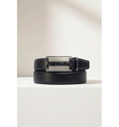 Ceinture automatique boucle crémaillère sans trous en croute de cuir de vachette 3.5 cm - 5