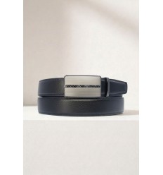 Ceinture automatique boucle crémaillère sans trous en croute de cuir de vachette 3.5 cm - 5