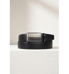 Ceinture automatique boucle crémaillère sans trous en croute de cuir de vachette 3.5 cm - 5