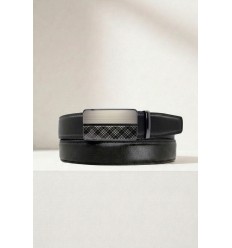 Ceinture automatique boucle crémaillère sans trous en croute de cuir de vachette 3.5 cm - 5