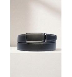 Ceinture automatique boucle crémaillère sans trous en croute de cuir de vachette 3.5 cm - 5