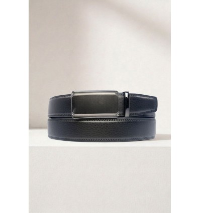 Ceinture automatique boucle crémaillère sans trous en croute de cuir de vachette 3.5 cm - 5