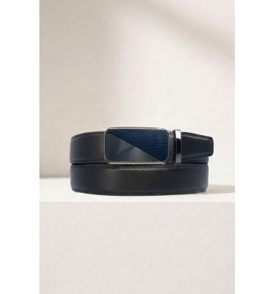 Ceinture automatique boucle crémaillère sans trous en croute de cuir de vachette 3.5 cm - 4