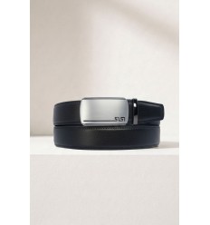 Ceinture automatique boucle crémaillère sans trous en croute de cuir de vachette 3.5 cm - 4